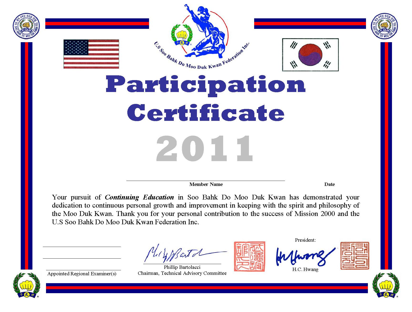 Member Participation Certificate